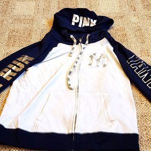 Women's Large Zip Hoodie Up Victoria's Secret Pink Collection Yankees